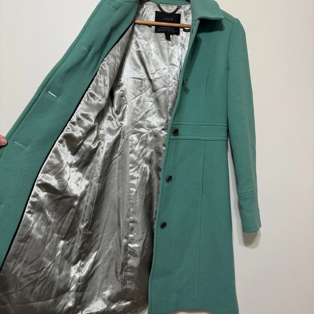 J Crew Classic Lady Day Coat Size 2 Wool Double Cloth Green
